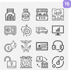 Simple set of economy related lineal icons.