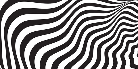 Black and white mobius wavy abstract background, Optical art abstract wave background