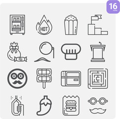 Simple set of cups related lineal icons.