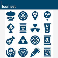 Simple set of radioactive related filled icons.