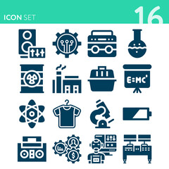 Simple set of 16 icons related to chemical