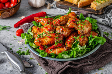 Delicious hot wings with chilli and garlic