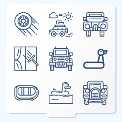 Simple set of 9 icons related to tires