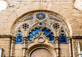 Obraz premium Close up on exterior of the Church of Orsanmichele in via dei Calzaiuoli, built in the 14th century as a grain market and then converted into a church, Florence city center, Tuscany, Italy