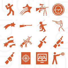 16 pack of shooting  filled web icons set