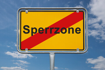 Fototapeta premium Ortstafel Ende der Sperrzone