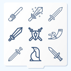 Simple set of 9 icons related to viking