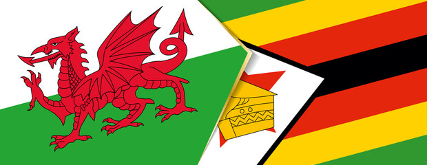 Wales and Zimbabwe flags, two vector flags.