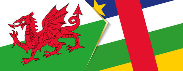 Wales and Central African Republic flags, two vector flags.