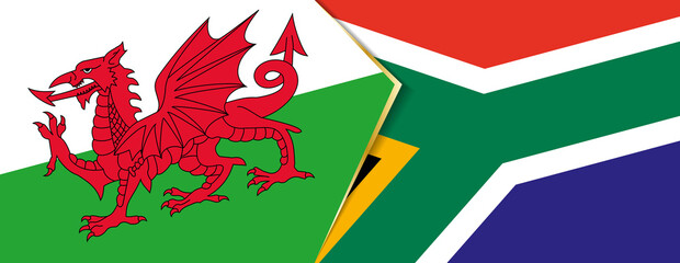 Wales and South Africa flags, two vector flags.