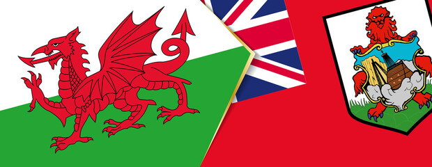 Wales and Bermuda flags, two vector flags.