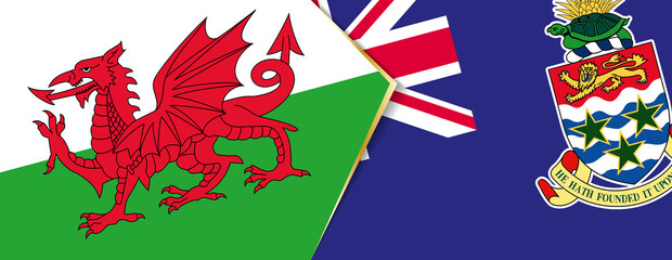 Wales and Cayman Islands flags, two vector flags.