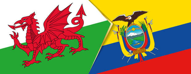 Wales and Ecuador flags, two vector flags.