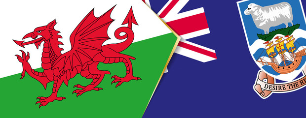 Wales and Falkland Islands flags, two vector flags.