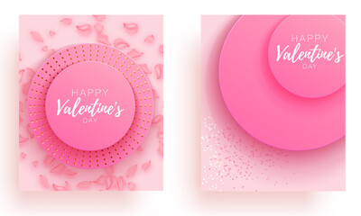 Valentine day set love beautiful. Spesial brochure with hearts. Gift poster card. Sale banner background for romantic day.