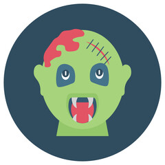 Green creepy zombie man Concept vector Icon design, Holiday Celebrations and Halloween costumes Symbol on White background, Scary Monster Face Sign,  