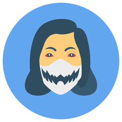 Mouth with canines protective mask Concept Vector Icon design, New normal Halloween Symbol on White background 