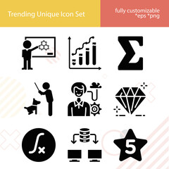 Simple set of integer related filled icons.