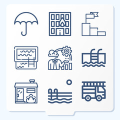 Simple set of 9 icons related to harm