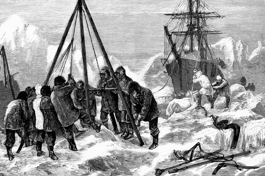 English Expedition To The North Pole, Smith Channel. The Crew Of The 