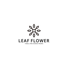 Creative simple Artistic nature Flower with leaf logo design illustration