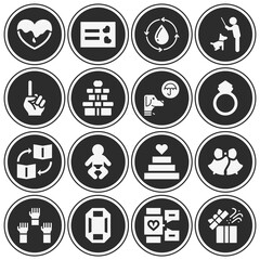 16 pack of love  filled web icons set