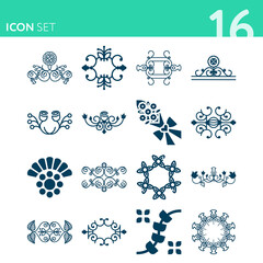 Simple set of 16 icons related to glorious