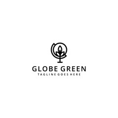 Creative modern globe World with nature leaf or plant Logo Template vector illustration