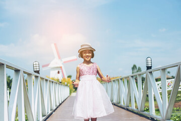 Obraz premium Smiling beautiful girl portrait stock photo