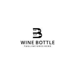 Illustration abstract wine bottle with sign B logo design icon template