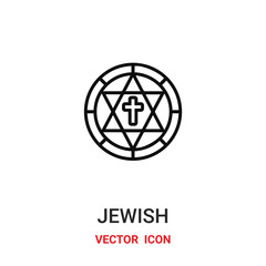 jewish icon vector symbol. jewish symbol icon vector for your design. Modern outline icon for your website and mobile app design.