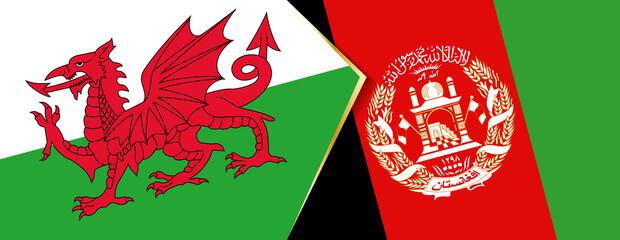 Wales and Afghanistan flags, two vector flags.
