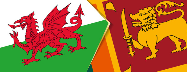 Wales and Sri Lanka flags, two vector flags.