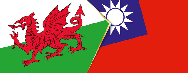 Wales and Taiwan flags, two vector flags.