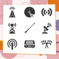 Simple set of 9 icons related to mast