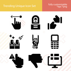 Simple set of click related filled icons.