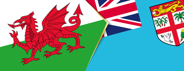 Wales and Fiji flags, two vector flags.