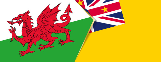 Wales and Niue flags, two vector flags.