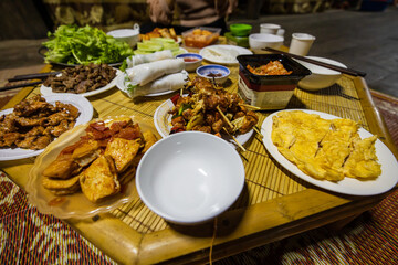 A Table with traditional vietnamese food