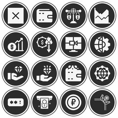 16 pack of recession  filled web icons set