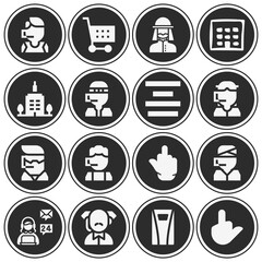 16 pack of halfway  filled web icons set