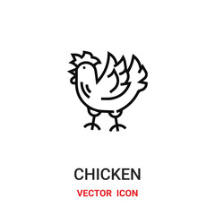 Fototapeta na wymiar chicken icon vector symbol. chicken symbol icon vector for your design. Modern outline icon for your website and mobile app design.