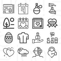 16 pack of hearts  lineal web icons set