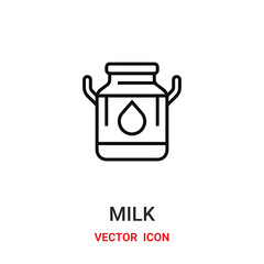 milk icon vector symbol. milk container symbol icon vector for your design. Modern outline icon for your website and mobile app design.