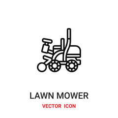 lawn mower icon vector symbol. lawn mower symbol icon vector for your design. Modern outline icon for your website and mobile app design.
