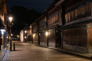 Naklejka na ściany i meble street at night in Kanazawa Ishikawa