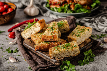 Homemade garlic butter baguette