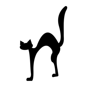 recommend clip art: Isolated silhouette of black cat arched its back