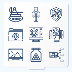 Simple set of 9 icons related to conflict