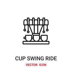 cup swing ride icon vector symbol. cup swing ride symbol icon vector for your design. Modern outline icon for your website and mobile app design.